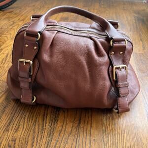 MICHAEL KORS $398 Lattington Large Satchel Soft Leather Cognac Brown Zip Handbag